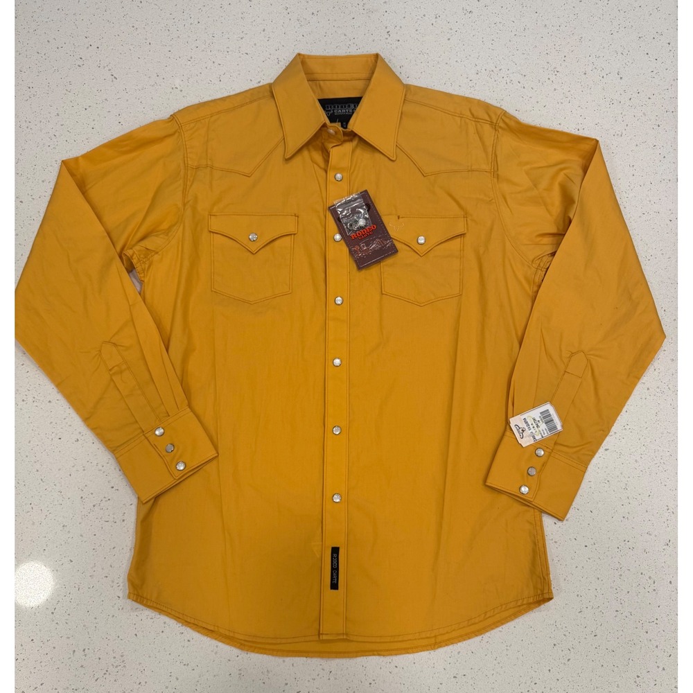 Rodeo Carte Western Shirt Mens Medium Mustard Yellow New Snap Front Cowboy Long